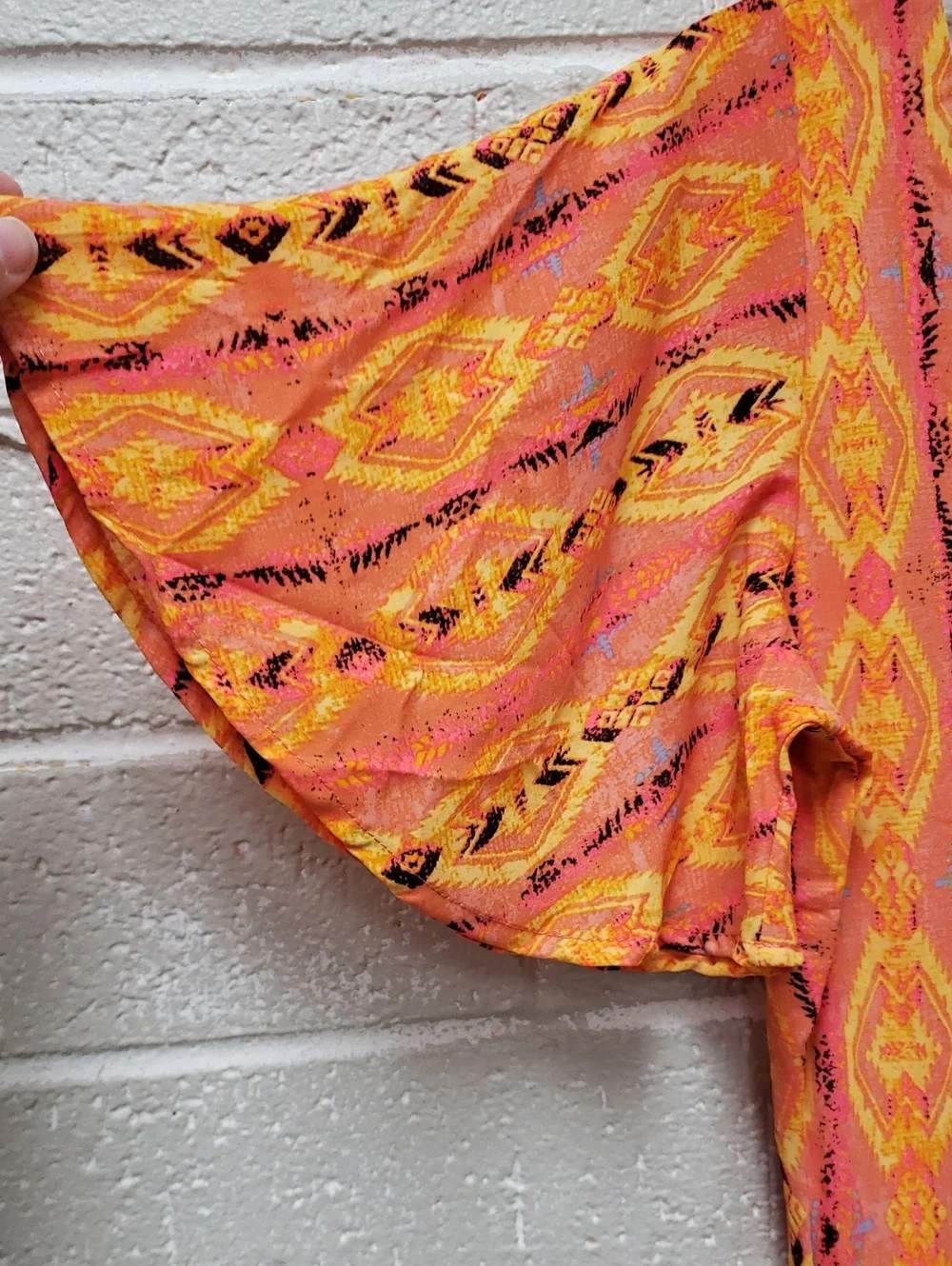 Women’s Orange Patterned Cutout Summer Dress